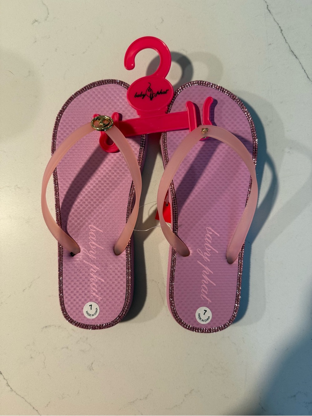 Y2K Baby Phat Pink Rhinestone Trim Women’s Flip Flop Sandals